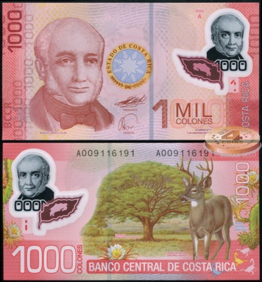 Коста-Рика. 1000 колонов (Unc. Пластик) 2009