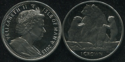 Остров Мэн. Монета 1 крона. 2013 (KM#1549. Unc) Кермодский медведь
