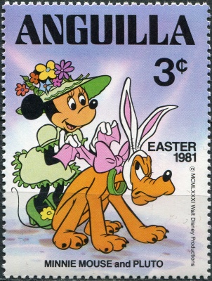 Ангилья. 1981. Минни Маус и Плуто (Почтовая марка. MNH OG)