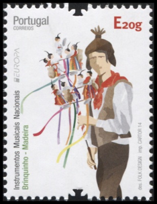 Мадейра. 2014. Национальные Музыкальные инструменты (Почтовая марка. MNH OG)