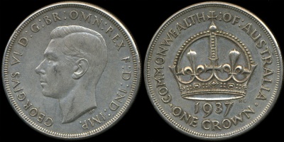 Австралия. 1 крона. 1937 (XF+. Серебро)