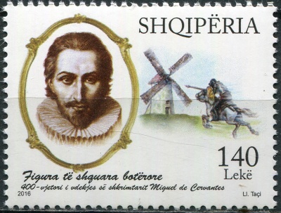 Албания. 2016. 400-я годовщина смерти Мигеля де Сервантеса (Почтовая марка. MNH OG)