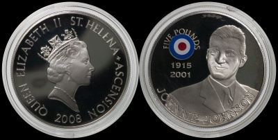 Остров Святой Елены. Монета 5 фунтов. 2008 (KM#31. Proof. Серебро. Капсула. Эмаль) Джонни Джонсон