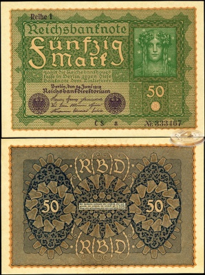 Германия [Веймарская респ.]. 50 марок (Unc) 1919