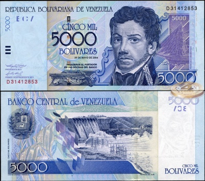 Венесуэла. 5000 боливаров (Unc) 2004