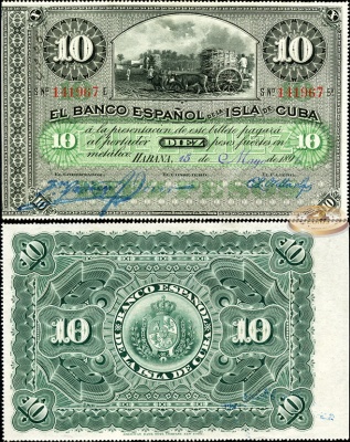 Куба. 10 песо (Unc) 1896