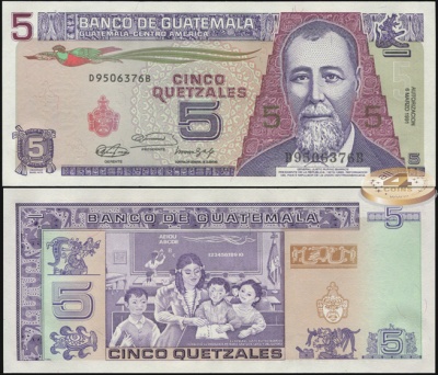 Гватемала. 5 кетсалей (Unc) 1991