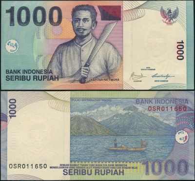Индонезия Банкнота 1000 рупий 2000/2009 Unc Бумага Кат# P.141j
