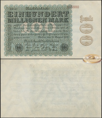 Германия (Веймарская респ.). 100000000 марок (Unc) 1923