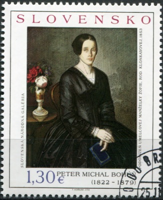 Словакия. 2014. Портрет жены художника, Питер Михаль Богун, 1822-1879 (Почтовая марка. CTO Гашеная)