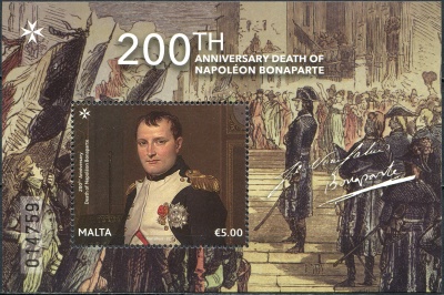 Мальта. 2021. 200-летие со дня смерти Наполеона Бонапарта (Почтовый блок. MNH OG)