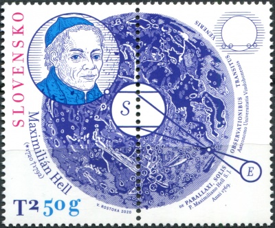 Словакия. 2020. 300-летие со дня рождения Максимилиана Хелла, 1720-1792 (Сцепка. MNH OG)