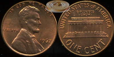 США. 1 цент. 1967 (Unc)