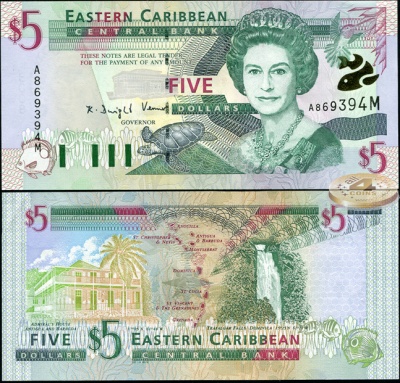 Восточные Карибы (Монтсеррат). 5 долларов (Unc) 2000