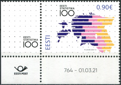 Эстония. 2021. 100-летие Эстонской статистики (I) (Почтовая марка. MNH OG)