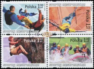 Польша. 2005. Экстремальные виды спорта (Квартблок. CTO Гашеная)