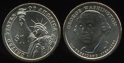 США. 1 доллар. 2007.P (Unc) Джордж Вашингтон