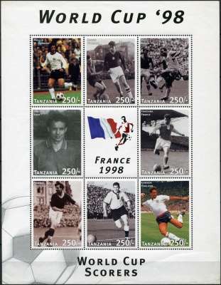 Танзания. 1997. Чемпионат мира по футболу, Франция 1998 (Малый лист. MNH OG)