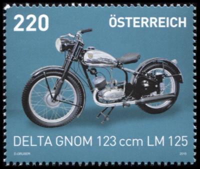 Австрия. 2015. Мотоцикл Delta Gnom 123 ccm LM 125 (Почтовая марка. MNH OG)