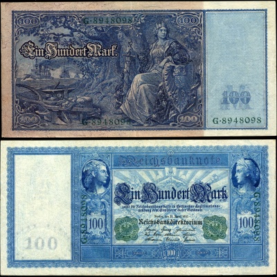 Германия (кайзеррейх). 100 марок (Unc-) 1910