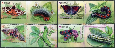 Беларусь. 2016. Бабочки (Серия с купонами. MNH OG)