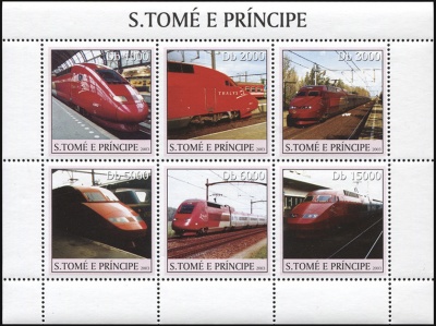 Сан-Томе и Принсипи. 2003. Скоростные поезда Thalys (М.Лист. MNH OG)