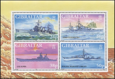 Гибралтар. 1997. Боевые корабли (М.Лист. MNH OG)