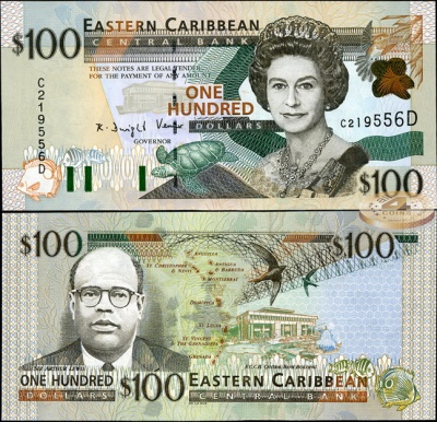 Восточные Карибы (Доминика). 100 долларов (Unc) 2000