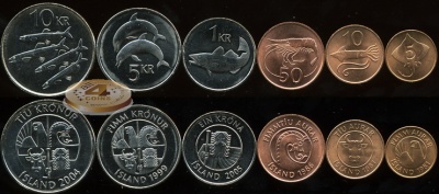 Исландия. Набор №4 (6 монет) 1981-2005