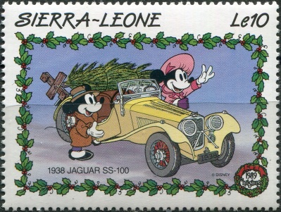 Сьерра-Леоне. 1989. Автомобиль Jaguar SS-100 (1938) (Почтовая марка. MNH OG)