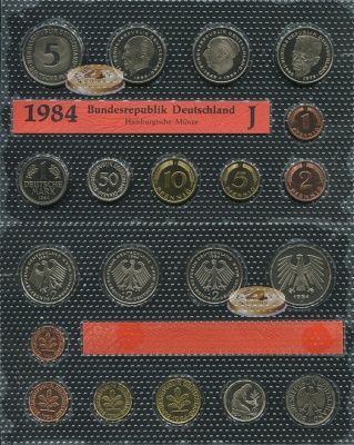 Германия (ФРГ). Официальный набор (Unc. 10 монет) 1984.J