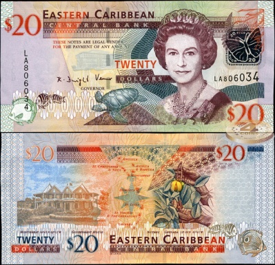 Восточные Карибы. 20 долларов (Unc) 2008
