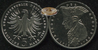 Германия [ФРГ]. 5 марок. 1986.F (Proof-)