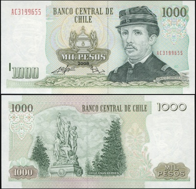 Чили. Банкнота 1000 песо. 2008. Unc. Бумага. Кат# P.154ee