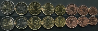 Эстония. Набор евро (Unc. 8 монет. 2 биметалла) 2011