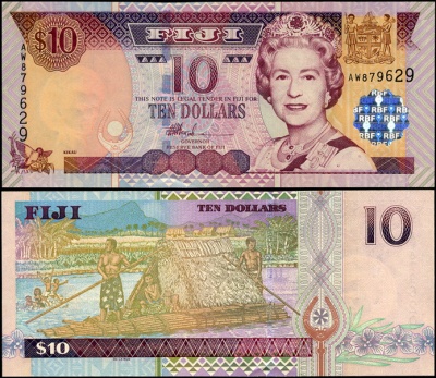 Фиджи. Банкнота 10 долларов. ND(2002). Unc. Бумага. Кат.# P.106a