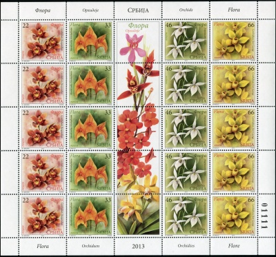 Сербия. 2013. Цветы. Орхидеи (Малый лист. MNH OG)