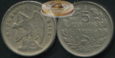 Чили. 5 центаво. 1922 (VF)