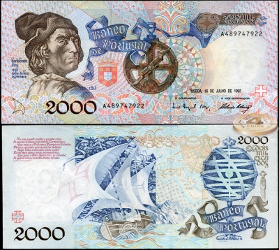 Португалия. 2000 эскудо (Unc) 1992