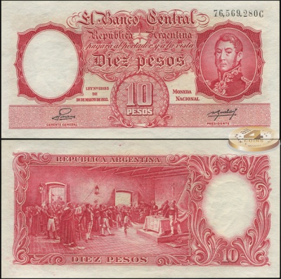 Аргентина. 10 песо (Unc) 1942-54