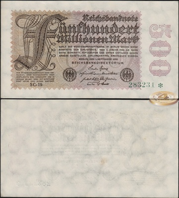 Германия (Веймарская респ.). 500000000 марок (Unc) 1923