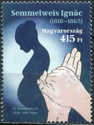 Венгрия. 2018. Двухсотлетие со дня рождения Игнаца Земмельвейса (1818-1865) (Почтовая марка. MNH OG)