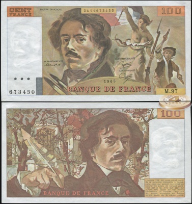 Франция. 100 франков (Unc) 1985