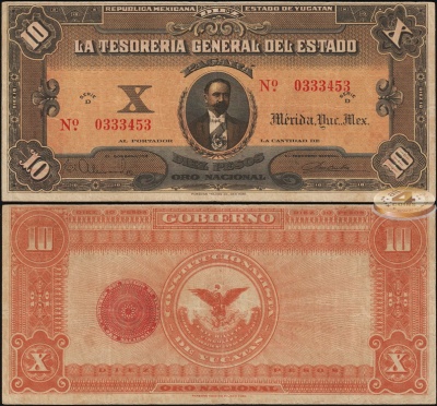 Мексика. 10 песо (XF) 1916