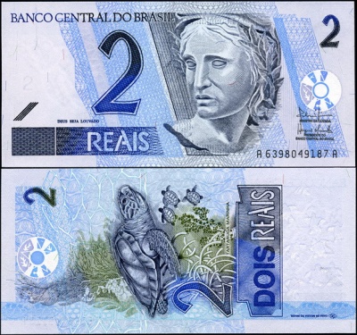 Бразилия. 2 реала (Unc) 2001-