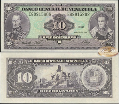 Венесуэла. 10 боливаров (Unc) 1986