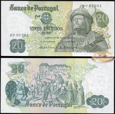 Португалия. 20 эскудо (Unc) 1971