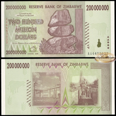 Зимбабве. 200.000.000 долларов (Unc) 2008