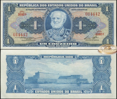 Бразилия. 1 крузейро (Unc) 1958