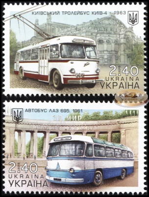 Украина. 2015. Автобус ЛАЗ 695. 1961, Киевский троллейбус. Киев-4. 1963 (Серия. MNH OG)